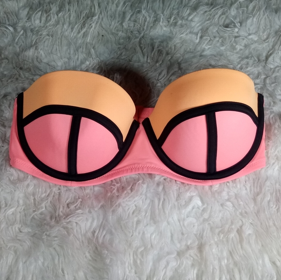 Victoria's Secret Color Block Piped Bikini Top Size 32DD - Picture 3 of 8